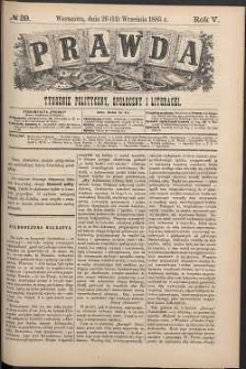 Prawda : tygodnik polityczny, społeczny i literacki, 1885, R. 5, nr 39