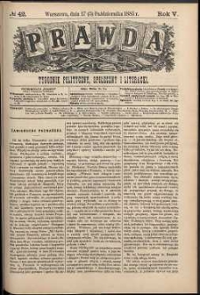 Prawda : tygodnik polityczny, społeczny i literacki, 1885, R. 5, nr 42