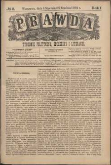 Prawda : tygodnik polityczny, społeczny i literacki, 1881, R. 1, nr 2