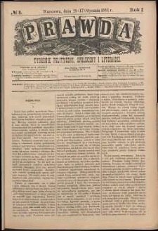 Prawda : tygodnik polityczny, społeczny i literacki, 1881, R. 1, nr 5