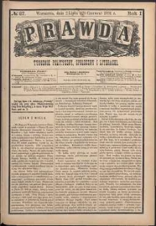 Prawda : tygodnik polityczny, społeczny i literacki, 1881, R. 1, nr 27