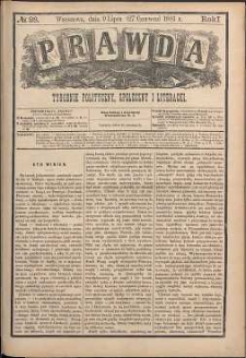 Prawda : tygodnik polityczny, społeczny i literacki, 1881, R. 1, nr 28