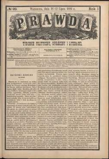 Prawda : tygodnik polityczny, społeczny i literacki, 1881, R. 1, nr 29