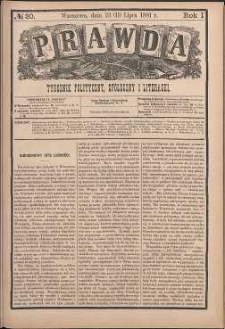 Prawda : tygodnik polityczny, społeczny i literacki, 1881, R. 1, nr 30