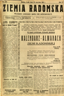 Ziemia Radomska, 1931, R. 4, nr 224