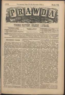 Prawda : tygodnik polityczny, społeczny i literacki, 1883, R. 3, nr 3