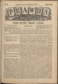 Prawda : tygodnik polityczny, społeczny i literacki, 1883, R. 3, nr 11