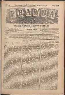Prawda : tygodnik polityczny, społeczny i literacki, 1883, R. 3, nr 14
