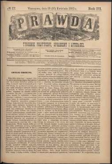 Prawda : tygodnik polityczny, społeczny i literacki, 1883, R. 3, nr 17