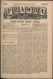 Prawda : tygodnik polityczny, społeczny i literacki, 1883, R. 3, nr 24