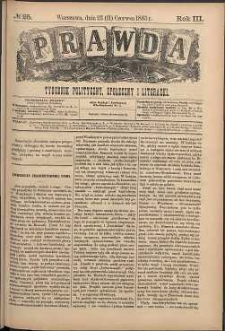 Prawda : tygodnik polityczny, społeczny i literacki, 1883, R. 3, nr 25
