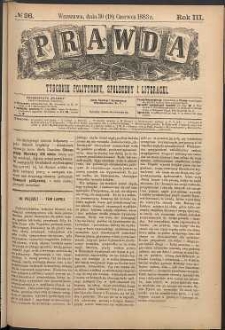 Prawda : tygodnik polityczny, społeczny i literacki, 1883, R. 3, nr 26