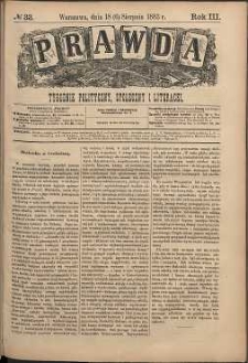 Prawda : tygodnik polityczny, społeczny i literacki, 1883, R. 3, nr 33