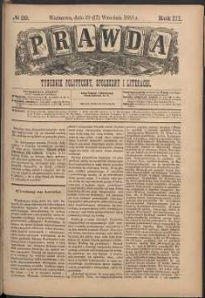 Prawda : tygodnik polityczny, społeczny i literacki, 1883, R. 3, nr 39