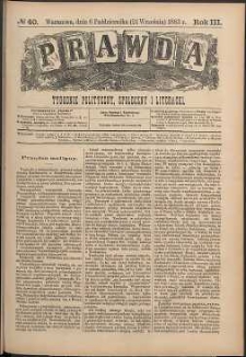 Prawda : tygodnik polityczny, społeczny i literacki, 1883, R. 3, nr 40