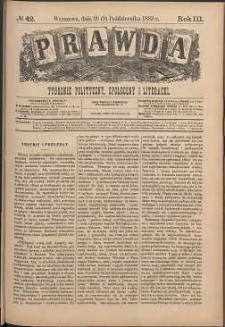 Prawda : tygodnik polityczny, społeczny i literacki, 1883, R. 3, nr 42