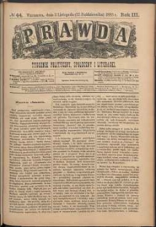 Prawda : tygodnik polityczny, społeczny i literacki, 1883, R. 3, nr 44