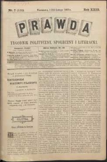 Prawda : tygodnik polityczny, społeczny i literacki, 1903, R. 23, nr 7