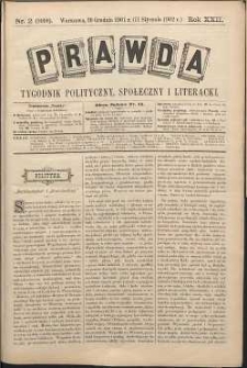 Prawda : tygodnik polityczny, społeczny i literacki, 1902, R. 22, nr 2