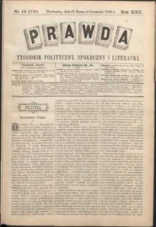 Prawda : tygodnik polityczny, społeczny i literacki, 1902, R. 22, nr 14