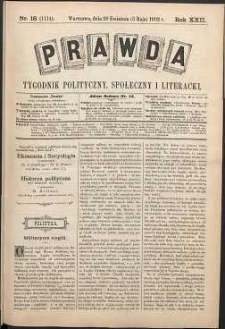 Prawda : tygodnik polityczny, społeczny i literacki, 1902, R. 22, nr 18