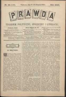 Prawda : tygodnik polityczny, społeczny i literacki, 1902, R. 22, nr 34