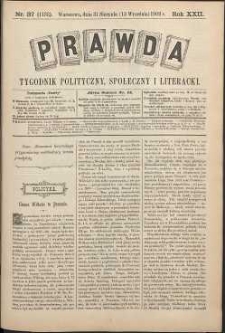 Prawda : tygodnik polityczny, społeczny i literacki, 1902, R. 22, nr 37