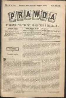 Prawda : tygodnik polityczny, społeczny i literacki, 1903, R. 23, nr 31