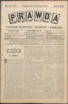 Prawda : tygodnik polityczny, społeczny i literacki, 1903, R. 23, nr 34
