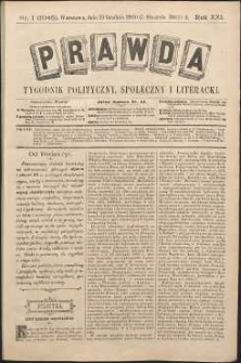 Prawda : tygodnik polityczny, społeczny i literacki, 1901, R. 21, nr 1