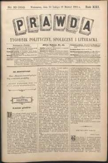 Prawda : tygodnik polityczny, społeczny i literacki, 1901, R. 21, nr 10