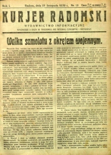 Kurier Radomski, 1939, R. 1, nr 15