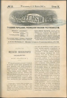Wszechświat : Tygodnik popularny, poświęcony naukom przyrodniczym, 1891, T. 10, nr 11
