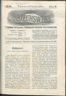 Wszechświat : Tygodnik popularny, poświęcony naukom przyrodniczym, 1891, T. 10,nr 24