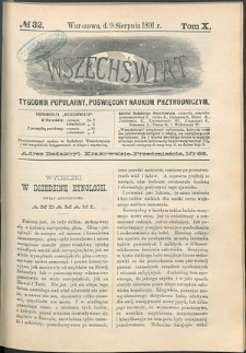 Wszechświat : Tygodnik popularny, poświęcony naukom przyrodniczym, 1891, T. 10, nr 32