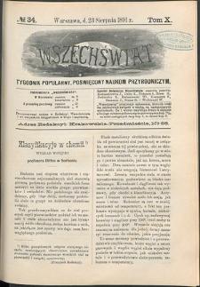 Wszechświat : Tygodnik popularny, poświęcony naukom przyrodniczym, 1891, T. 10, nr 34