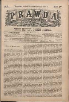 Prawda : tygodnik polityczny, społeczny i literacki, 1884, R.4, nr 9
