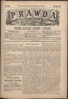 Prawda : tygodnik polityczny, społeczny i literacki, 1884, R.4, nr 13
