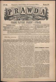 Prawda : tygodnik polityczny, społeczny i literacki, 1884, R. 4, nr 19