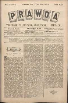 Prawda : tygodnik polityczny, społeczny i literacki, 1901, R. 21, nr 13
