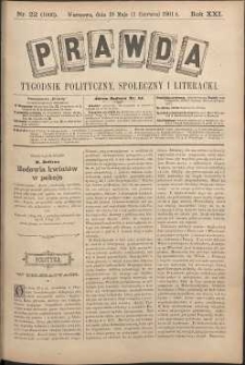 Prawda : tygodnik polityczny, społeczny i literacki, 1901, R. 21, nr 22