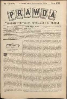 Prawda : tygodnik polityczny, społeczny i literacki, 1901, R. 21, nr 42
