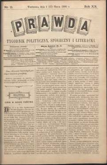 Prawda : tygodnik polityczny, społeczny i literacki, 1900, R. 20, nr 11