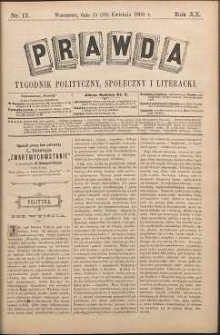 Prawda : tygodnik polityczny, społeczny i literacki, 1900, R. 20, nr 17