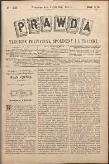 Prawda : tygodnik polityczny, społeczny i literacki, 1900, R. 20, nr 20