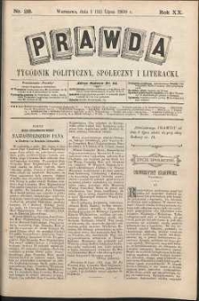 Prawda : tygodnik polityczny, społeczny i literacki, 1900, R. 20, nr 28