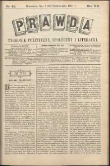 Prawda : tygodnik polityczny, społeczny i literacki, 1900, R. 20, nr 42
