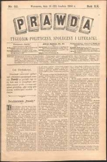 Prawda : tygodnik polityczny, społeczny i literacki, 1900, R. 20, nr 52