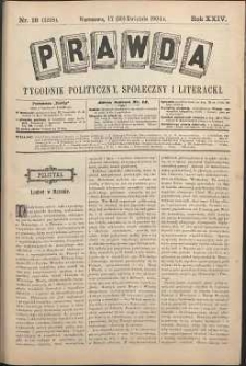 Prawda : tygodnik polityczny, społeczny i literacki, 1904, R. 24, nr 18