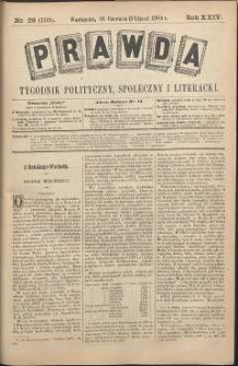 Prawda : tygodnik polityczny, społeczny i literacki, 1904, R. 24, nr 28